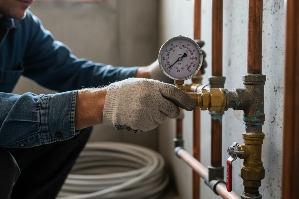Pressure testing a repaired line during Water Line Repair in Rio